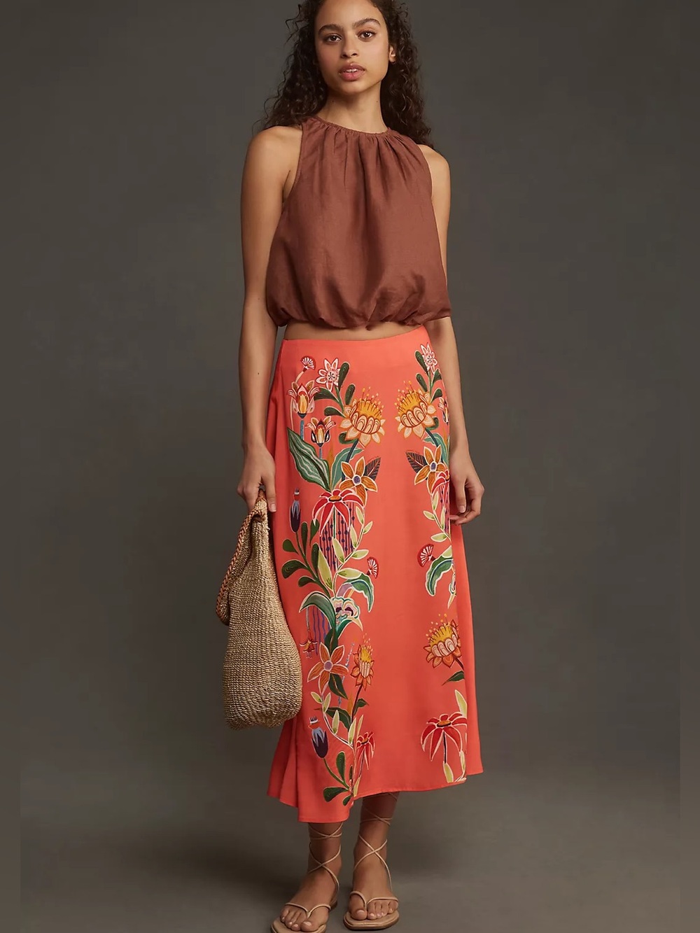 Farm Rio x Anthropologie Slip Midi Skirt